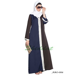 Front open abaya- Brown-Blue